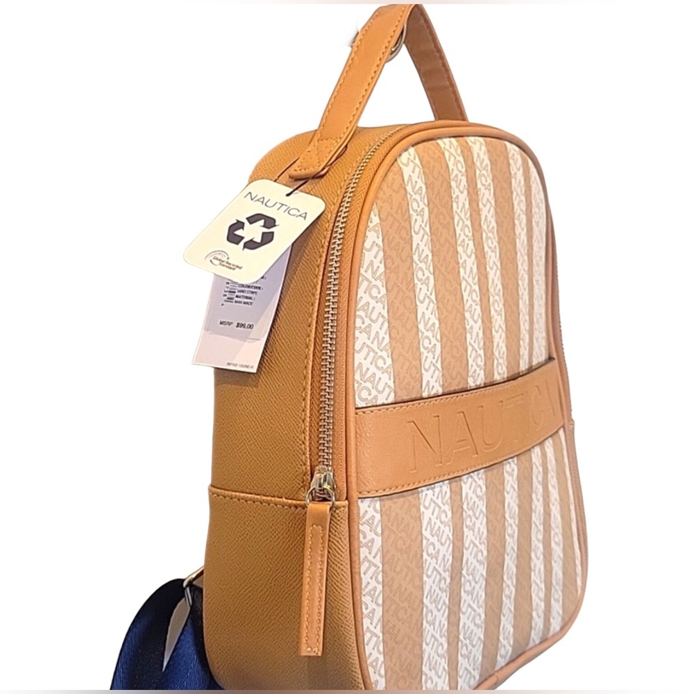 NAUTICA $98 Set Adrift Striped Backpack 🎒 NWT!! Inside made from Recyc Bottls!